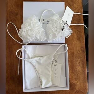 Brand New Selezza London White Floral Bikini Set S